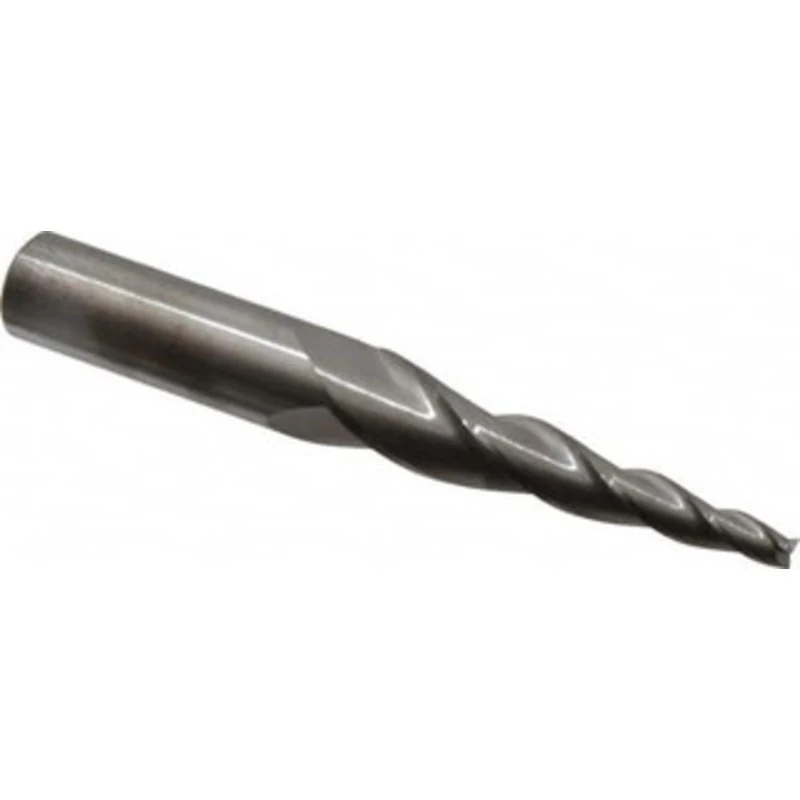 Accupro 5 per Side 3/16 Small End Diam 2-1/2 LOC 3-Flute Solid Carbide Tapered Square End Mill Uncoated, 5/8 Shank Di...